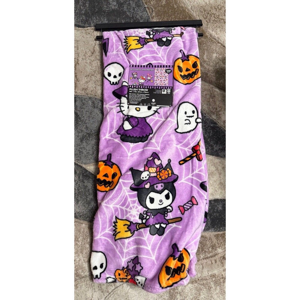 NEW Hello Kitty Witch Ghost Pumpkin Halloween Throw Blanket 50”x70” 2026 VIRAL